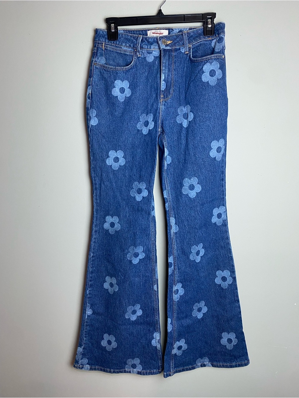 Wrangler Blue Floral-Print Flared Jeans